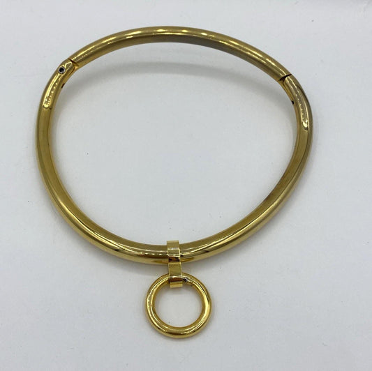 Gold necklace with ring, curved shape Ø: 11cm x 12cm
