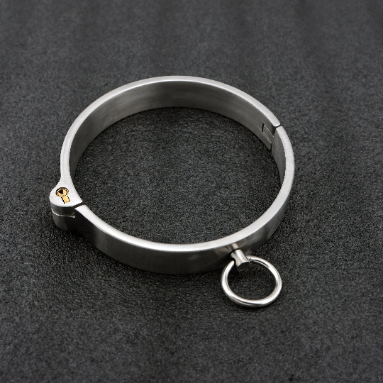 Solid stainless steel collar with push-in lock