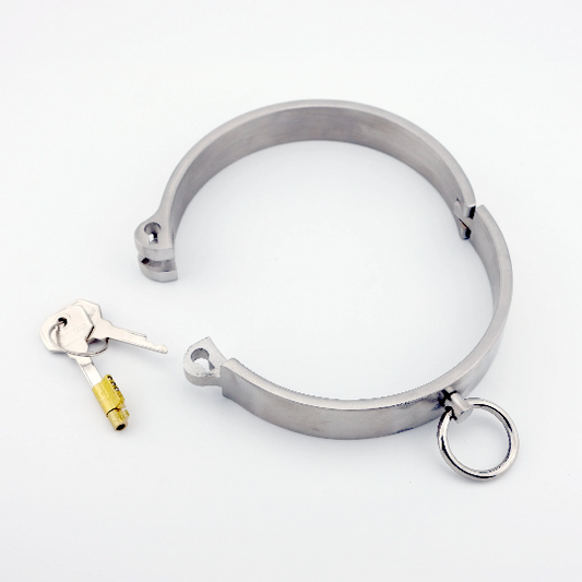 Solid stainless steel collar with push-in lock