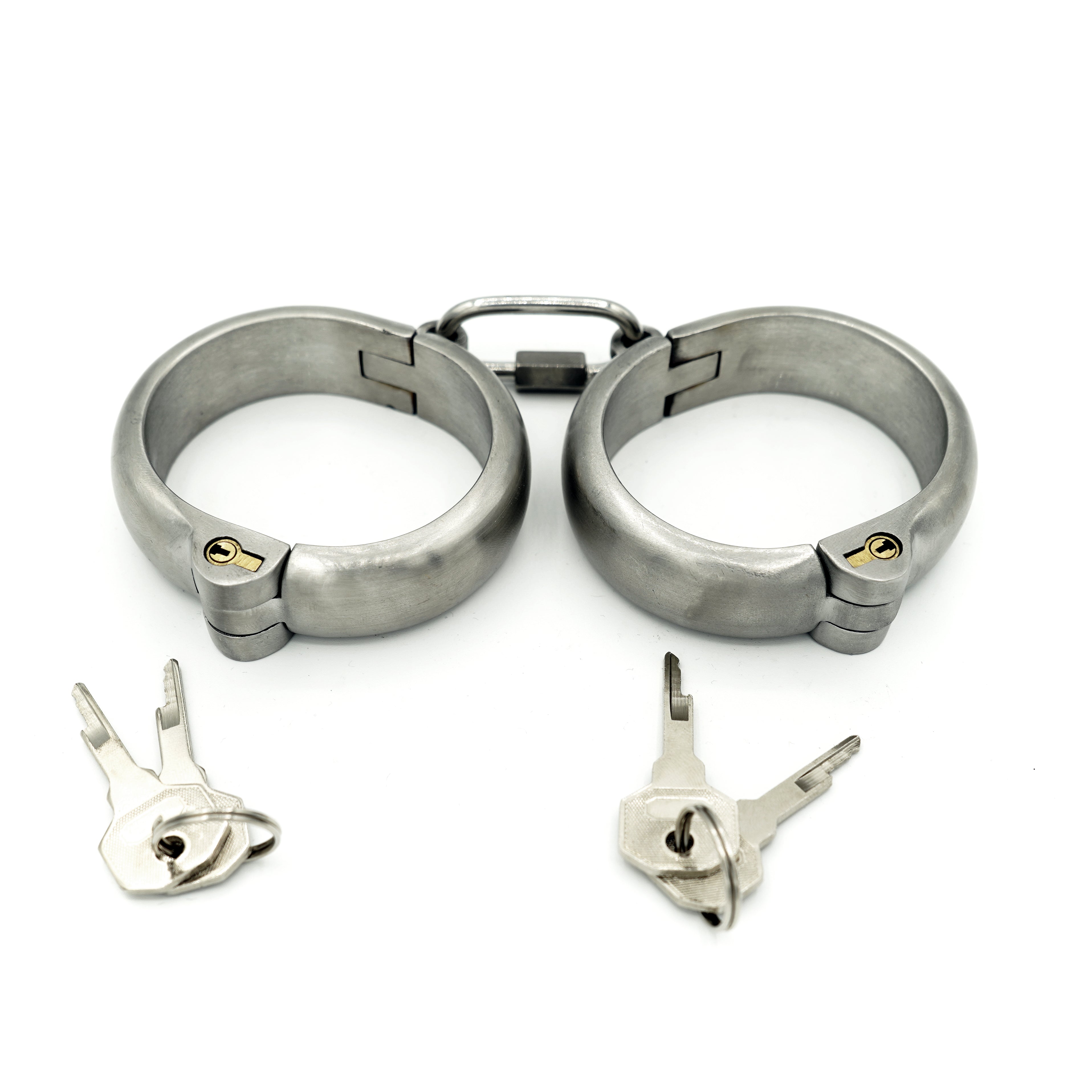Solid stainless steel shackles with key lock and chain – selfbondage-shop