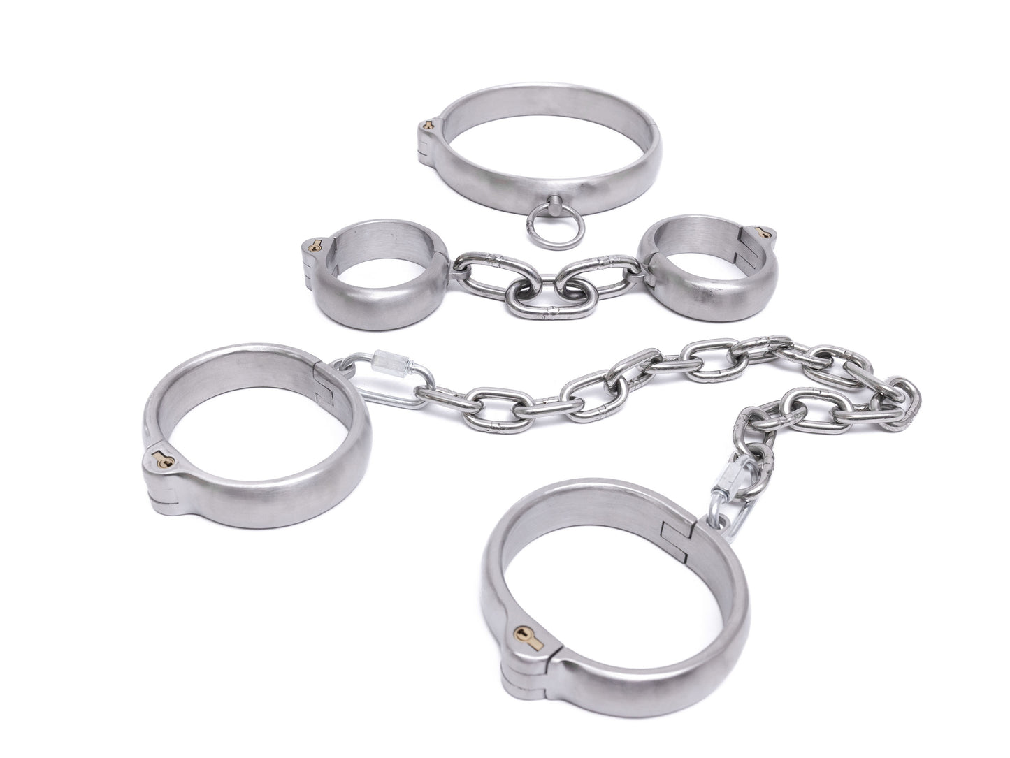 Brushed rounded stainless steel restraints - push-in lock