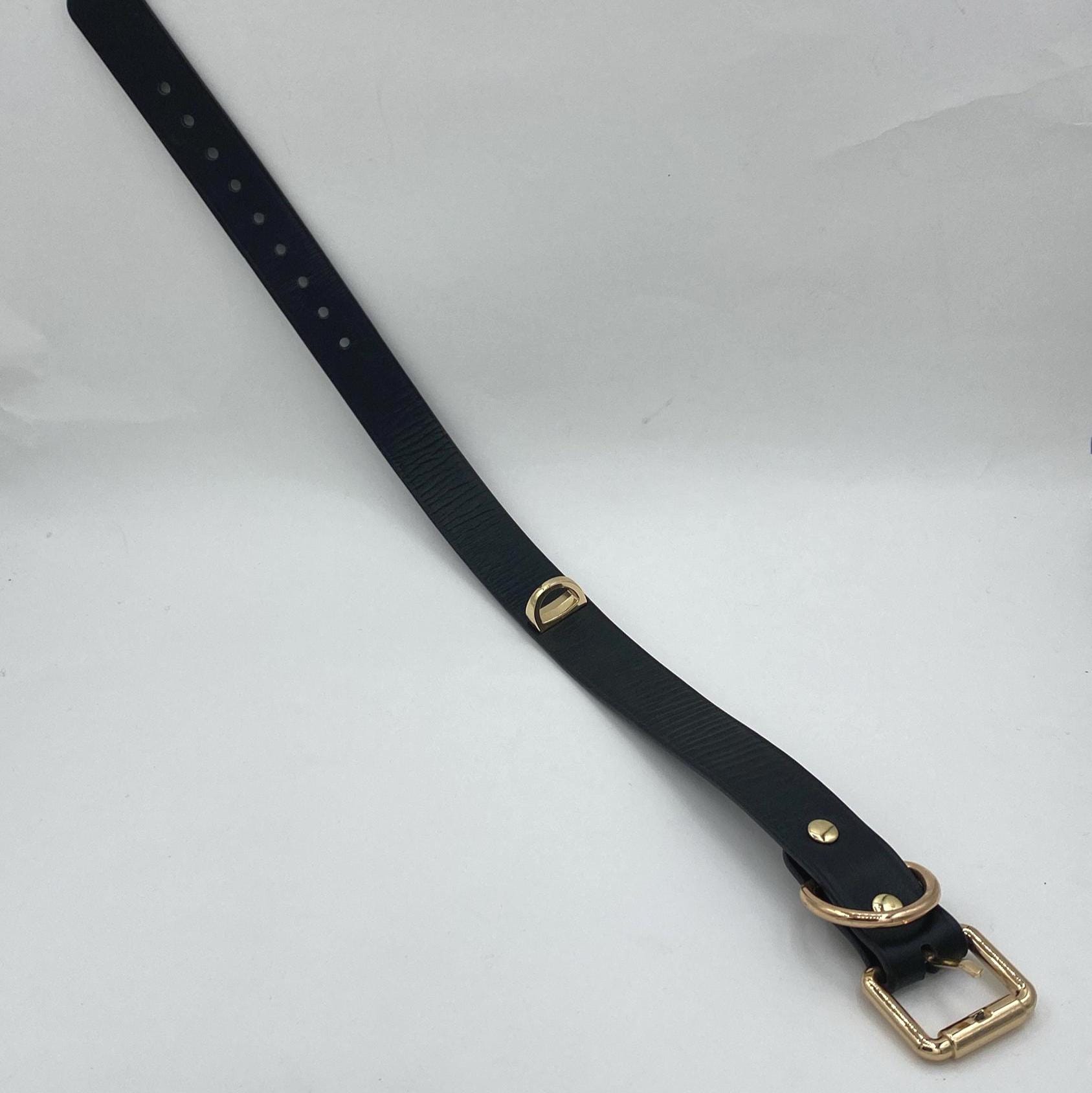 Size-adjustable collar with ring. Circumf. from 30cm to 40cm