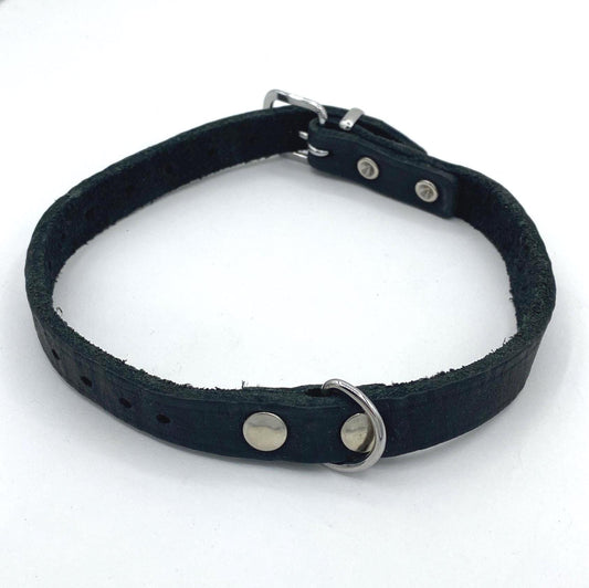 Size-adjustable collar with ring. Max circumf. 36cm
